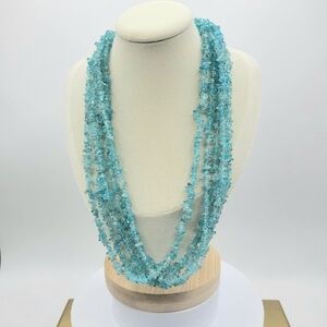 Vintage Beaded Necklace • Delicate • Gorgeous • Sea Blue • Multi-Strand